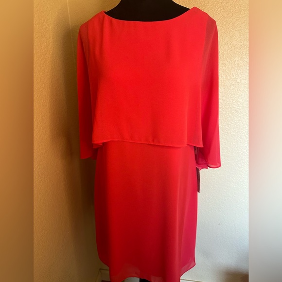Vince Camuto Chiffon Cape Dress - Fuchsia Color - Picture 1 of 5
